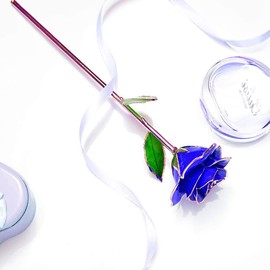 MNIEYU Gold Rose 24K Plated Gold Dipped Rose, Forever Preserved Long Stem Rose Flowers with Stand,Romantic Gift for Valentine's Day and Anniversary, Best Gifts for Her, Wife,Girlfriend, Mothers Day