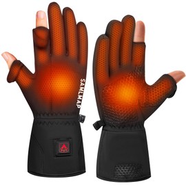 Heated Gloves for Men Rechargeable Thin Fingerless Gloves for Ice Fishing Photography Working Running Driving Hiking