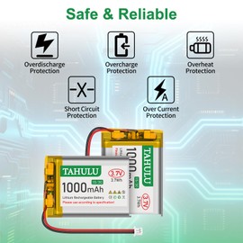 TAHULU 3.7V 1000mAh 1S 3C LiPo Batteries (4-Pack) Rechargeable with Protection Board, Insulated Tape & PH2.0 Plug for Ar duino, ESP32 & RPI UPS