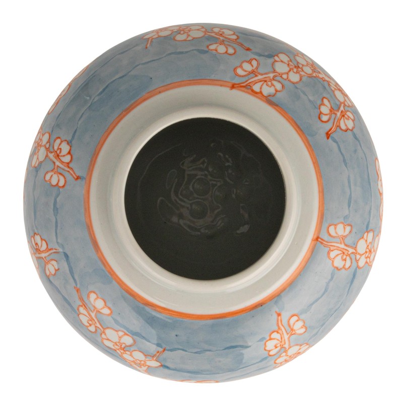 Creative Co-Op Decorative Ceramic Ginger Jar with Lid, Blue and