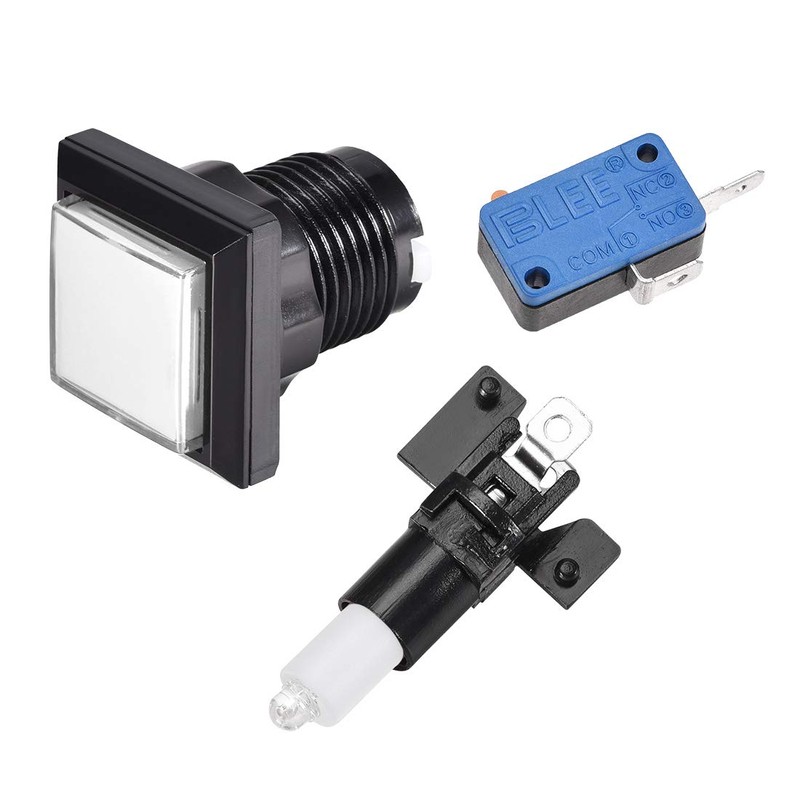 uxcell Game Push Button 34x34 Square 12V LED Illuminated Push