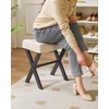 IBUYKE U-Shaped Linen Vanity Stool, Square Makeup Chair with X-Leg,