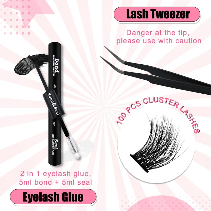100 Pieces DIY Eyelash Extensions Set 8-16 mm Mixed Fluffy
