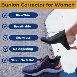 Bunion Bootie - Bunion Corrector for Women Big Toe - Ultra Thin Bunion Corrector - Comfortable Bunion Shoe Insert - Compression Bunion Sock Ideal For Active Women and Athletes - Small (PAIR)
