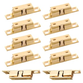 YEYIT 10 Pcs Double Ball Roller Tension Door Catches, Adjustable Cupboard Double Roller Latch for Wardrobes Cabinet Kitchen Closet Furniture (Golden)