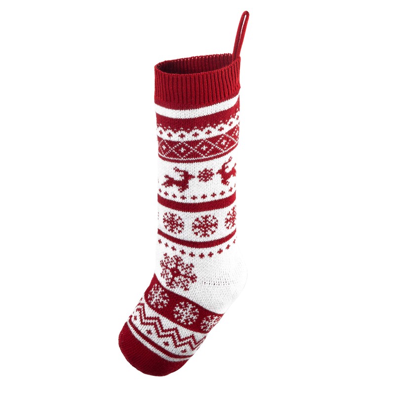 6 Pack 45cm Knit Christmas Stockings, Large Rustic Yarn Xmas