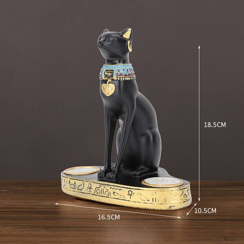 Egyptian Cat Candle Holder Decorative Resin Egyptian Cat Candlestick Exquisite