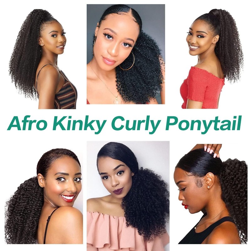 Afro Kinky Curly Drawstring Ponytail 4C for Black Women Afro