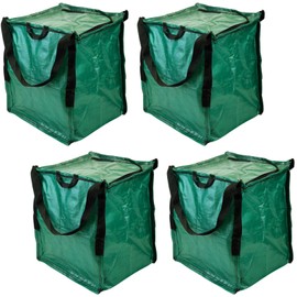 DURASACK Heavy Duty Storage Tote Bag with Zipper Top 22-Gallon Rugged Woven Polypropylene Moving Bag, Reusable Self-Standing Design, Holds up to 500 Pounds, Pack of 4, Green