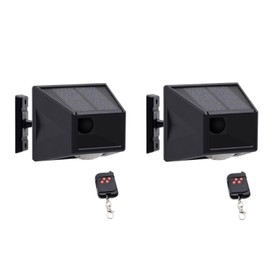 Lancoon 2-Pack Outdoor Solar Alarm Motion Sensor Freely Rotating IP65 Waterproof 129dB Loud Siren Lamp Strobe Light with Remote Control for Orchard Farm Barn