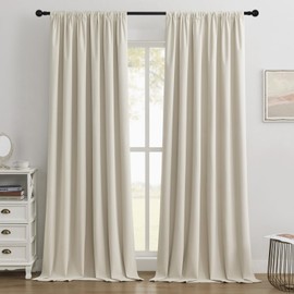 Joydeco 100% Blackout Curtains 84 Inch Length 2 Panels, Luxury Black Out Thermal Insulated Beige Velvet Curtains, Soft Elegant Drapes for Bedroom Living Room (Rod Pocket&Back Tab, 52Wx84L)