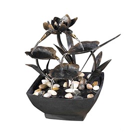 Jeco Cadono Metal Leaves Tabletop Fountain