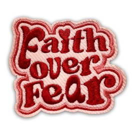 Parche de fe sobre el miedo, de 3 pulgadas, divertido cristiano rosa Jesús, versículo de la Biblia, parches de tela para bordar para planchar o coser para sombreros de camionero, ropa, mochila