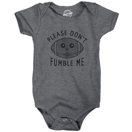 Funny Baby Football Bodysuit – Please Dont Fumble Me Print – Soft Cotton Blend One-Piece with Snap Closure – Dark Heather Gray Newborn Football Outfit for Boys or Girls - Grey 12 Months