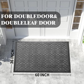 Yimobra Front Door Mats, Heavy Duty Water Absorbent Mud Resistant Easy Clean Entry Outdoor Indoor Rugs,Non Slip Backing, Exterior Mats for Outside Patio Porch Farmhouse, 60 x 36, Black Gray