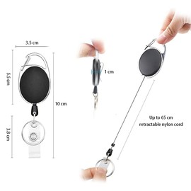 ZMREN Badge Holder, 6 Pieces Retractable Keychain with Nylon Lanyard for ID Card Holder, Multipurpose Carabiner and Belt Clip, Widely Used in All Walks of Life