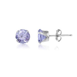 LAVENDER PURPLE 11MM Classic Brilliant Round Cut Cubic Zirconia (CZ) Sterling Silver Birthstone Stud Earrings/Ear Studs for Women Ladies Girls - 925 Sterling Silver. 11-LAVE