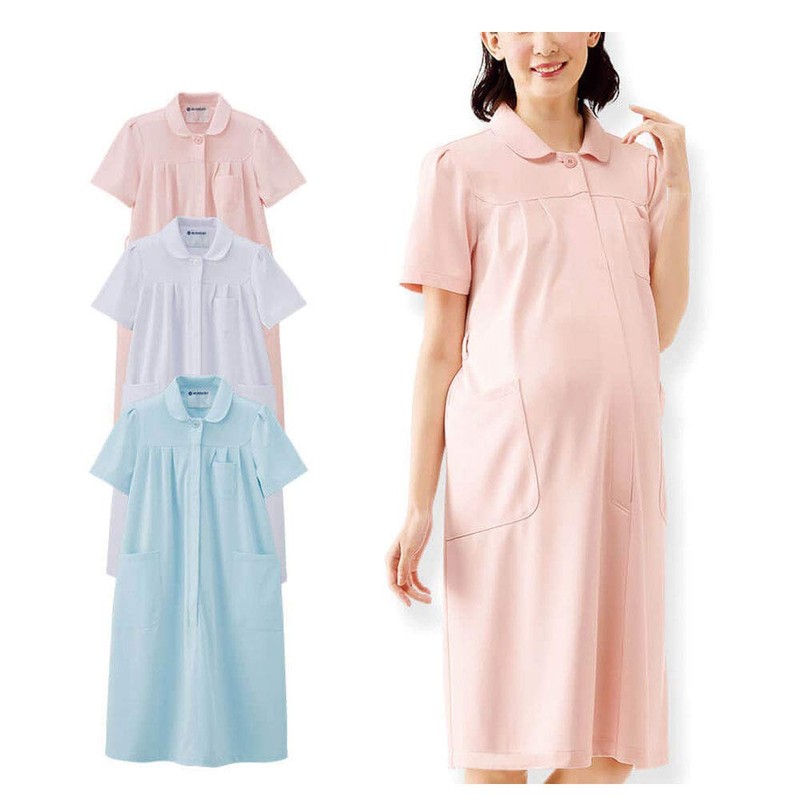 Nursley Maternity Active Dress, Stretch, Non-See-through, Lab Coat Nursing, white