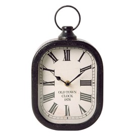 NIKKY HOME Small Retro Black Wall Clock, Silent Battery Operated Vintage Metal Rectangle Analog Hanging Clock for Bathroom Kitchen Living Room Bedroom Office (10.6" H x 6" W)
