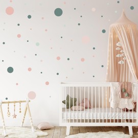 Muralo - Wall Sticker for Children's Room / Girl's / Girls' / Children's Room / Wall Stickers / Wall Stickers / Circles Set / Dots Width 60 cm x Height 30 cm Pack of 150