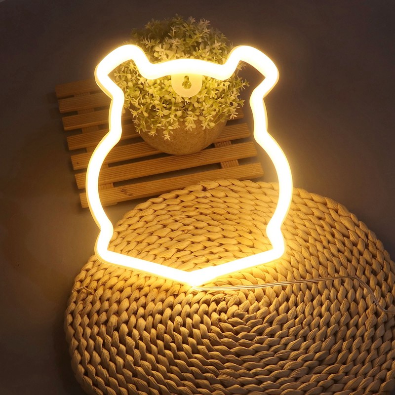 Neon Light LED Bear Shaped Neon Sign Battery Operated USB
