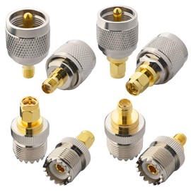 onelinkmore SMA-UHF Kits 2 Set RF Coax Coaxial Adapter Connector SMA to UHF PL259 SO239 SMA Jack/Plug to UHF Nickel Gold Plated Test Converter Pack of 8 …