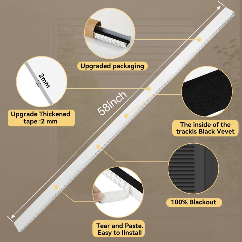 Blackout PVC Light Blocking Strips for Window Shades and Blinds