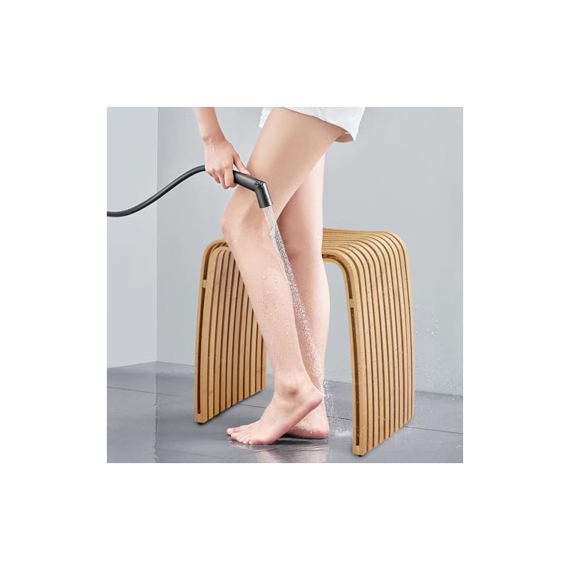 Bamboo Shower Bench, Non-Slip Shower Stool & 450 lbs, Waterproof