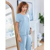 Ekouaer Women Lounge Pajamas Sets Ribbed Knit PJ Short Sleeve