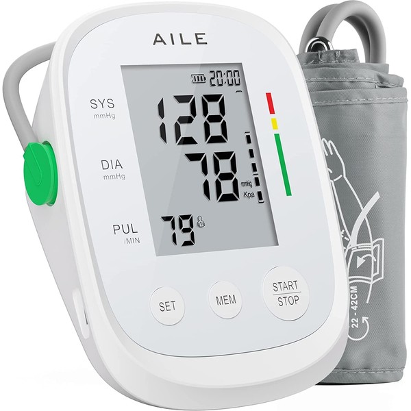 AILE Blood Pressure Monitor, Upper Arm Blood Pressure Monitor for Home Use, Blood Pressure Monitor, Fully Automatic Large Cuff (22-42 cm)