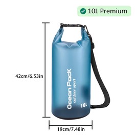 VIDSTW Dry Bag Waterproof Bag 10L Waterproof Bag with Shoulder Strap and Handle, Waterproof Pack Sack Translucent Design for Rafting, Kayaking, blue, waterproof bag