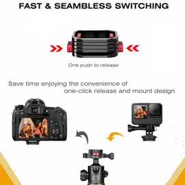 Base Clamp of Camera Quick Release Plate System, Arca Swiss Mount Clamp Tripod Adapter QR Plate with 1/4" to 3/8" Screw Thread fits for Gimbal Tripod Monopod Camera Cage Monitor