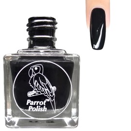 Parrot Polish Pitch Black Opaque Nail Polish, Solid Color Lacquer
