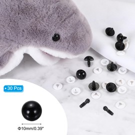 PATIKIL 10mm Safety Eyes, 30 Pcs Plastic Craft Eyes with Protective Film with Washers for Stuffed Animals Crochet Toys Dolls DIY Craft Making, Black