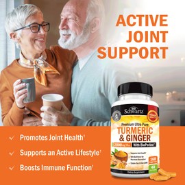 BioSchwartz Turmeric and Ginger Supplement with BioPerine - 2000mg High Absorption, 95% Curcuminoids - Non-GMO, Gluten-Free Turmeric Supplement for Joint and Immune Support - 160 Capsules