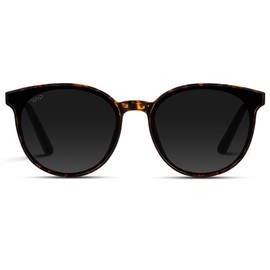 WearMe Pro - Women Round Fashion Modern Sunglasses (Tortoise Frame/Black Lens)