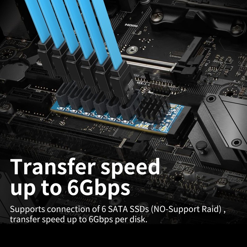 10Gtek M.2 to SATA Adapter, M Key to SATA3.0 Card,