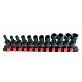 PROTO 12pc Proto Blackhawk 1/4" Impact Universal Swivel Flex Socket Set METRIC U-1456S