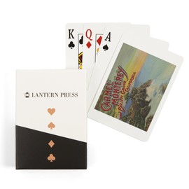 Monterey, California, Greetings from Carmel, Monterey, and Pacific Grove, Vintage Halftone (52 Playing Cards, Poker Size Card Deck with Jokers)