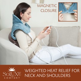 Soluxe Comfort Weighted Heating Pad for Neck & Shoulders, 4 Heat Settings with Auto Shut Off, Digital Controller, Machine Washable, Velvet Micro-Plush