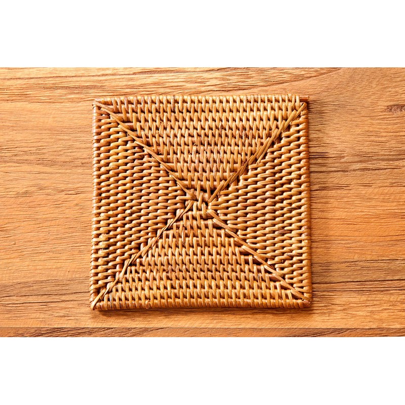 Ata Coaster Square Shape, Set of 5, Asian Goods, Natural