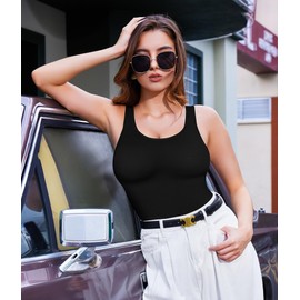 Gotoly Shapewear for women Scoop Neck Tank Tops Bodysuits Jumpsuits Waist Trainer Full body Shaper (Black, Medium/Large)