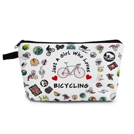 YULUENZE Just Love Bicycling Makeup Bag Bicycle Organizer Bag Toiletry Pouch with Zipper Bike Merchandise Bicycling Cosmetic Bag for Women Cyclists Bicycling Lovers Fans