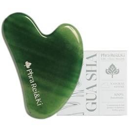 Phra Rei&Ki] Gua Sha Facial Tools, Customed Natural Jade Stone, Gua Sha Tool for Face, Manual Massage Tool for Jawline Sculpting, Puffiness Reducing and Face Lifting, Massager for Skin-Care