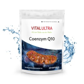 Vital Ultra Coenzym Q10 – 60 vegane Kapseln – 200 mg hochwertiges Coenzym Q10 pro Kapsel aus Fermentation von Mais – ohne unnötige Zusätze – aus Deutschland