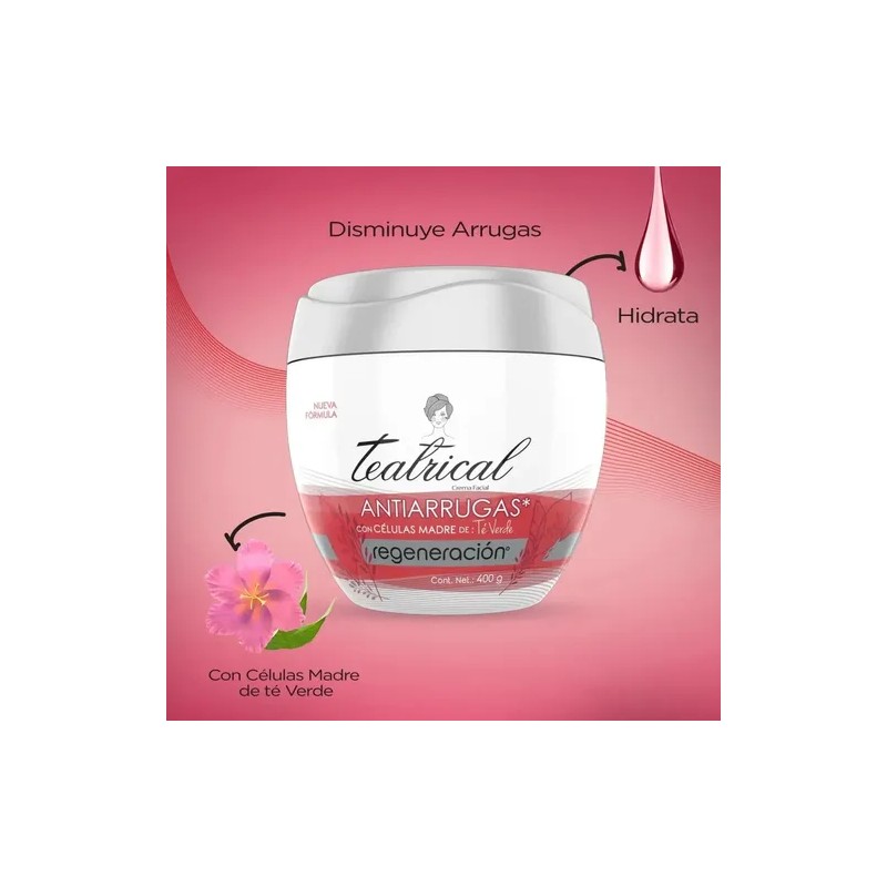 Crema Facial Teatrical Células Madre Anti Arrugas 400 Gr