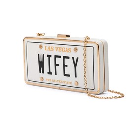 CENTALI Wifey Clutch Purse for Bachelorette Party – Bridal Shower Gift for Bride, Fiancée, Wife, Girl Friend, Women’s Evening Bag with Gold Chain Strap