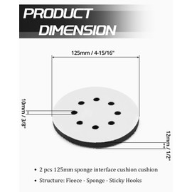 LOZTBUE 2 Piece 125mm Sponge Connector Mat Velcro Sanding Board (8 Holes)