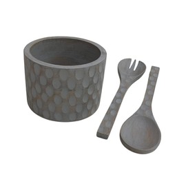 BaraBara Mango Wooden Salad Bowl Set, Small Salad Bowls with set of Two Mango Wood Utensils for House Warming, Anniversaries and Birthdays Size: L6xW6xH4.25, Utensils L9.8 xW2.36 xH0.5 Inches