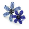 Medium Decorative Hair Clip Rhinestone Crystal Double Flowers Hair Pin